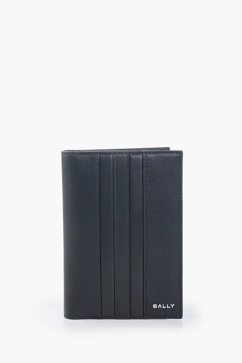 BALLY Mythos Passport Holder in Black Bovine Leather