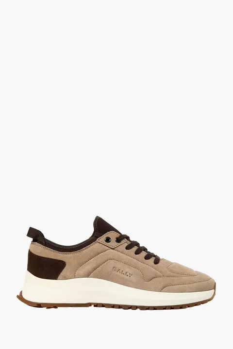 BALLY Men Outline Sneakers in Beige Calf Suede