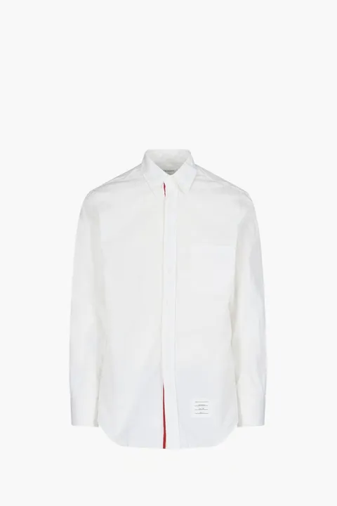 THOM BROWNE Men Classic Button Down Shirt in White Solid Poplin