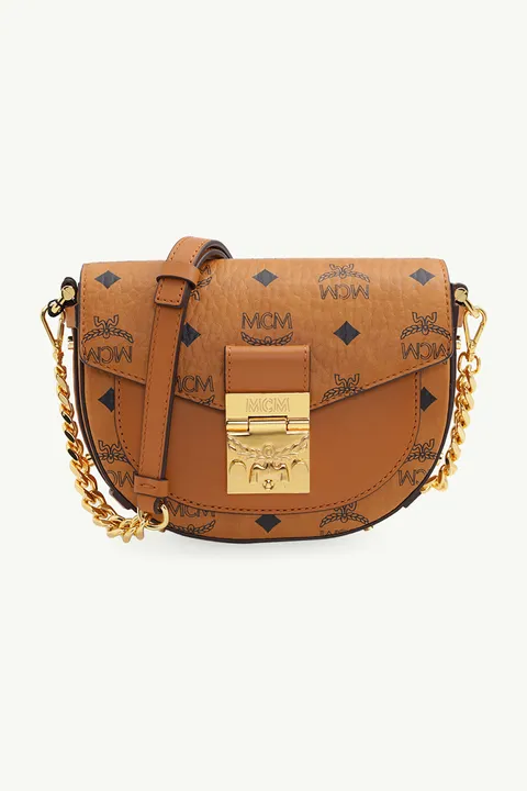 MCM Mini Patricia Round Crossbody Bag in Cognac