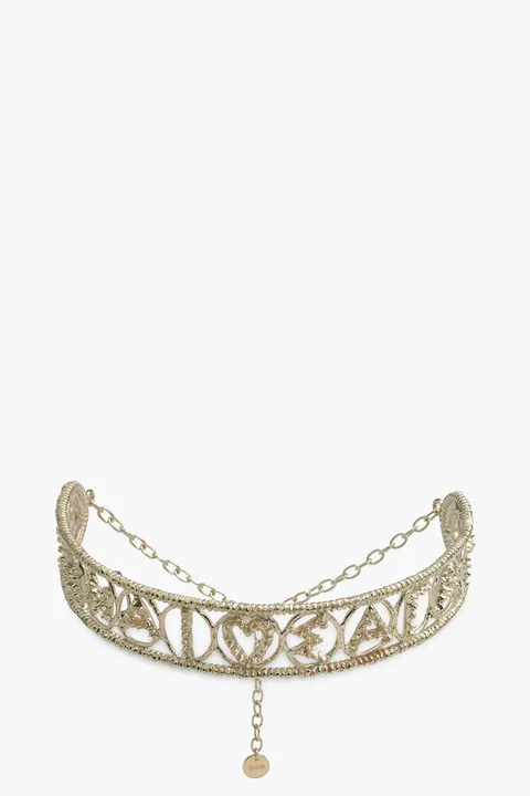 CHRISTIAN DIOR Sea Gardern Choker Necklace in Gold Metal