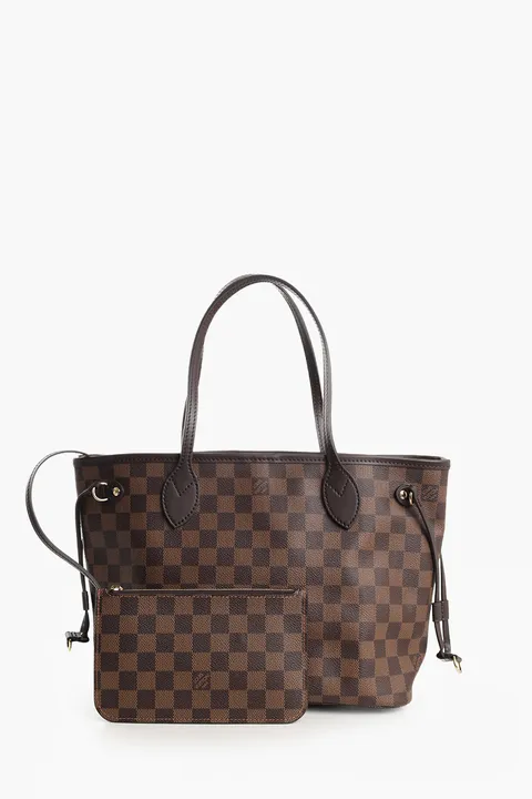 LOUIS VUITTON Neverfull PM Bag in Ebony Damier Ebene Canvas
