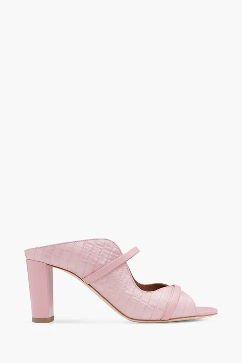 MALONE SOULIERS Norah Pumps 70mm in Rose/Rose Croco-Embossed Leather