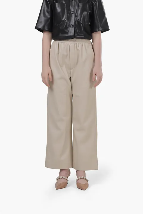 NANUSHKA Women Odessa Loese Fit Pants in Creme Okobor Alt-Leather