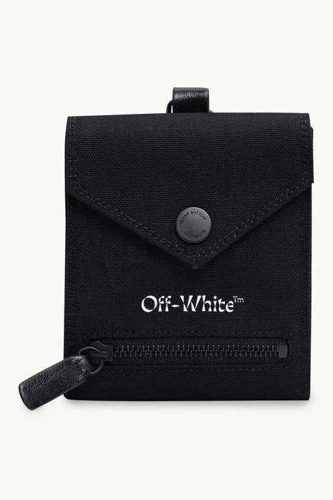 OFF WHITE Bi-fold Chain Wallet in Black