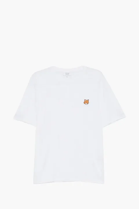 MAISON KITSUNE Men Fox Head Regular T-Shirt in White Cotton