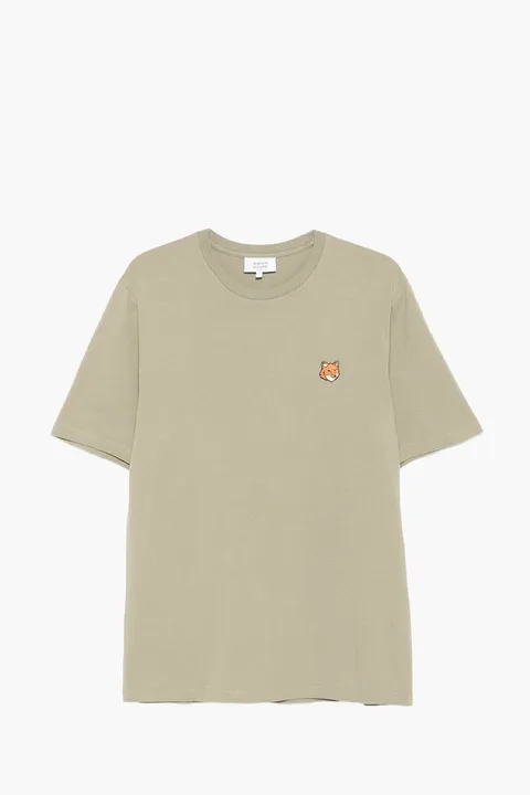 MAISON KITSUNE Men Fox Head Regular T-Shirt in Laurel Green Cotton
