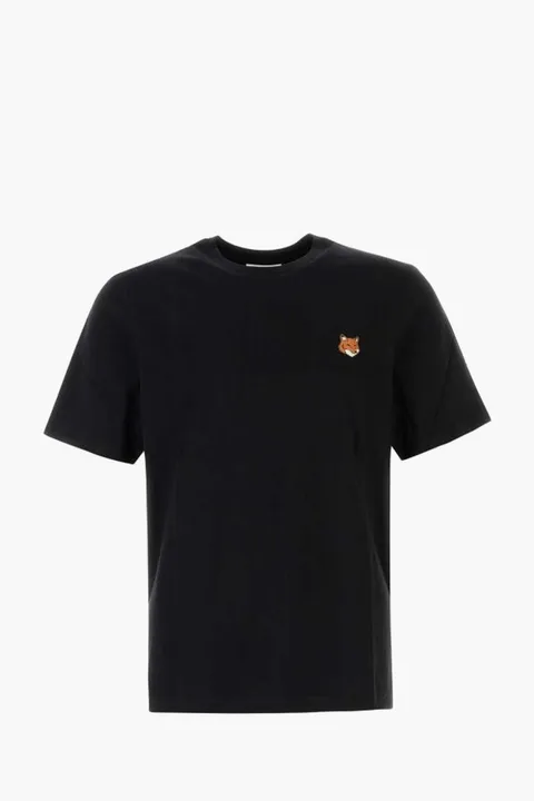 MAISON KITSUNE Men Fox Head Regular T-Shirt in Black Cotton