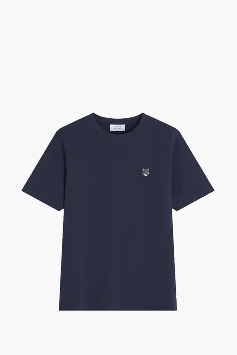 MAISON KITSUNE Men Fox Head Comfort T-Shirt in Classic Navy Cotton Jersey