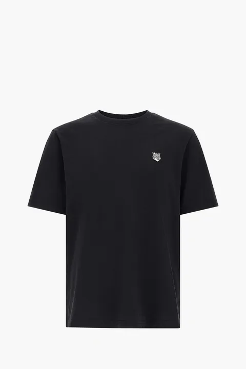 MAISON KITSUNE Men Fox Head Comfort T-Shirt in Black Cotton Jersey