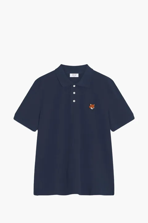 MAISON KITSUNE Men Fox Head Regular Polo Shirt in Classic Navy Cotton