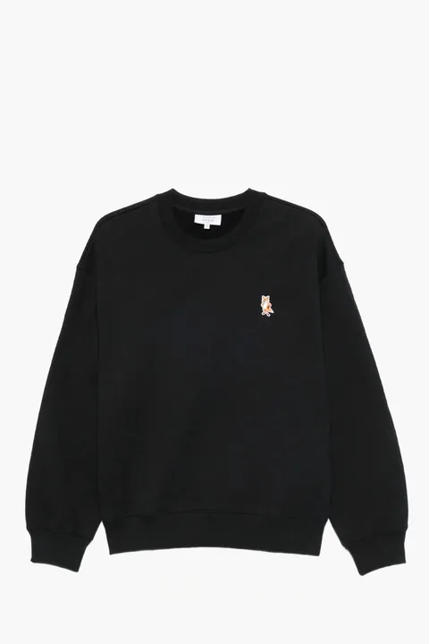 MAISON KITSUNE Men Fox Head Comfort Sweatshirt in Black Cotton