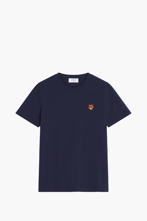 MAISON KITSUNE Women Fox Head Regular T-Shirt in Classic Navy Cotton Jersey