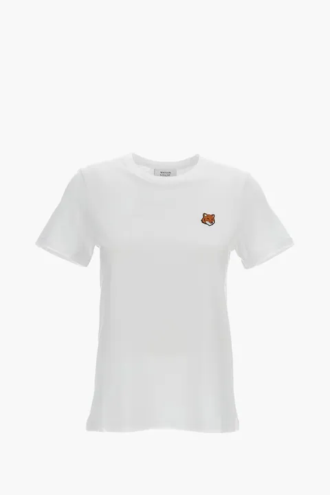 MAISON KITSUNE Women Fox Head Regular T-Shirt in White Cotton Jersey