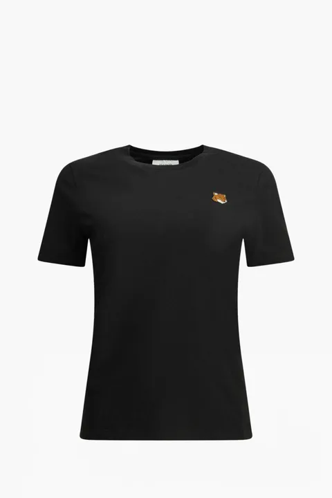 MAISON KITSUNE Women Fox Head Regular T-Shirt in Black Cotton Jersey