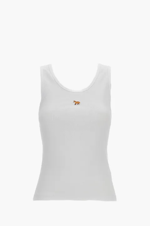 MAISON KITSUNE Women Baby Fox Tank Top in White Cotton