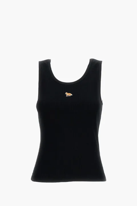 MAISON KITSUNE Women Baby Fox Tank Top in Black Cotton