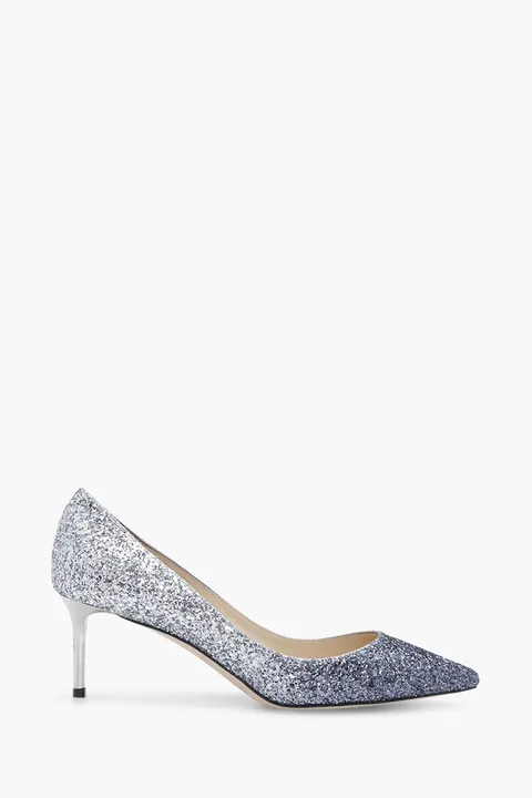 JIMMY CHOO Romy Pumps 60mm in Glittered Navy/Silver
