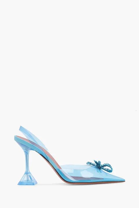 AMINA MUADDI Women Rosie Glass PVC Slingback Pumps 95mm in Aqua Blue