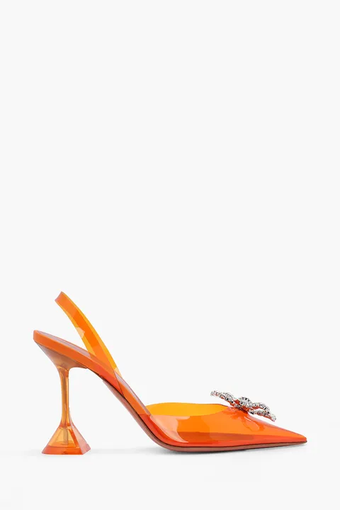 AMINA MUADDI Women Rosie Glass PVC Slingback Pumps 95mm in Orange