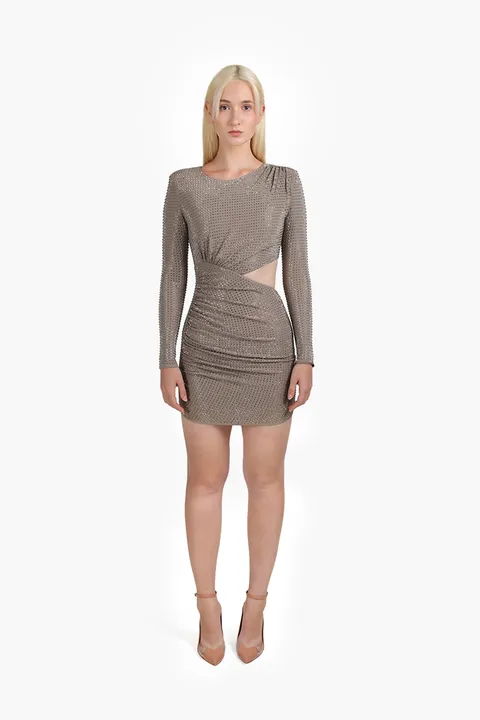 SELF-PORTRAIT Women Hot Fix Mini Dress in Grey