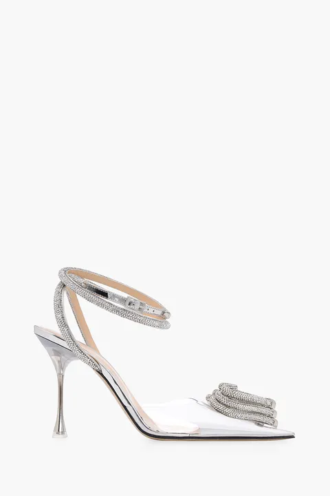 MACH & MACH Women Triple Heart Ankle Strap PVC Pumps 100mm in Clear