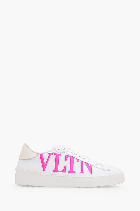 VALENTINO Women VLTN Open Sneakers in White/Neon Pink