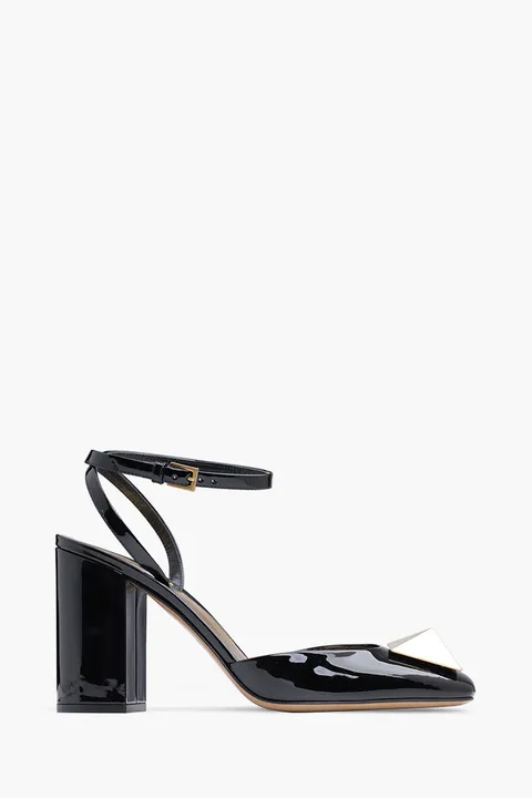 VALENTINO One Stud Pumps 90mm in Black Patent