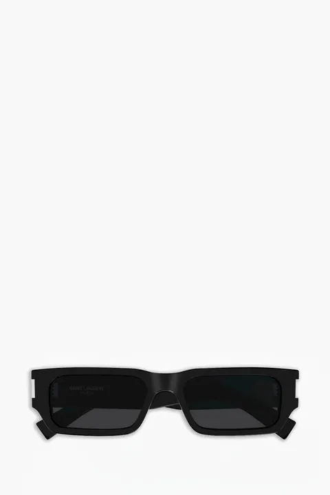 SAINT LAURENT SL 660 Rectangular Sunglasses in Black/Crystal/Black Acetate