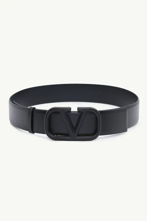 VALENTINO Women VLogo Signature Belt 4cm in All Black Calfskin GHW