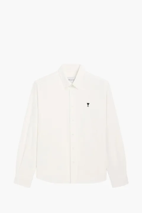 AMI Unisex Ami De Coeur Oxford Button-Down Collar Shirt in Natrual White Cotton