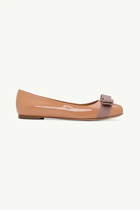 SALVATORE FERRAGAMO Varina Ballerina in New Blush Leather
